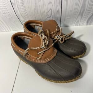 LL Bean Boots Low Duck Mocs Size 5 Tan Brown Womens Made in Maine Winter
